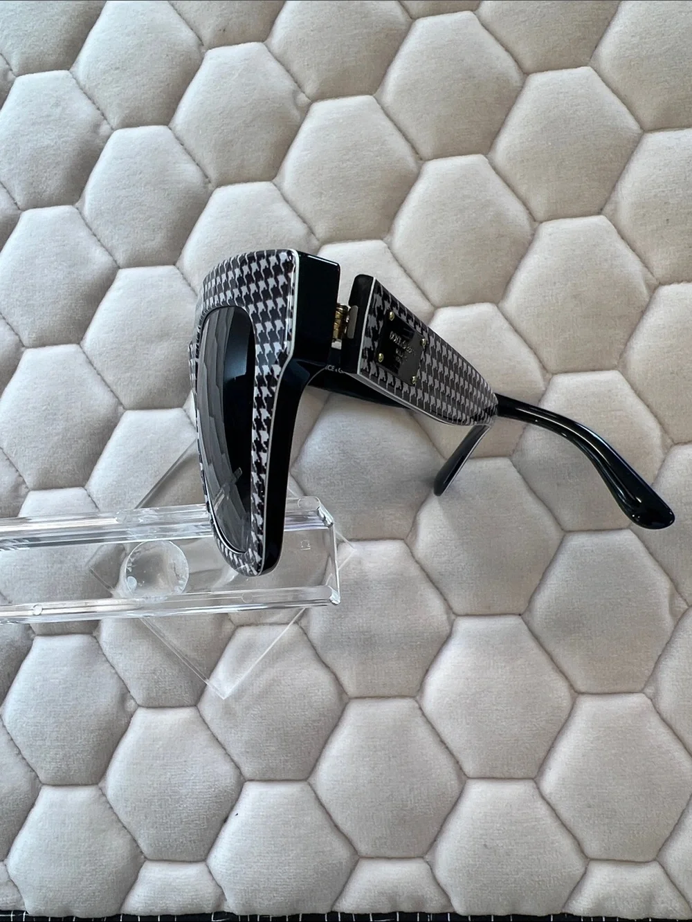 Authentic Dolce & Gabbana Black and White Houndstooth Sunglasses